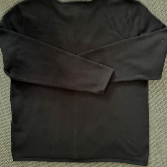 CROFT & BARROW NWOT Cotton Penguins Ugly Christmas Cardigan Sweater L Black - Picture 2 of 6